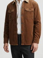 Men's Autumn Corduroy Overshirt with Contrast Collar
