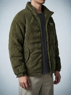 Men's Autumn Corduroy Padded Jacket with Stand Collar