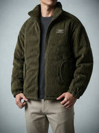 Men's Autumn Corduroy Padded Jacket with Stand Collar
