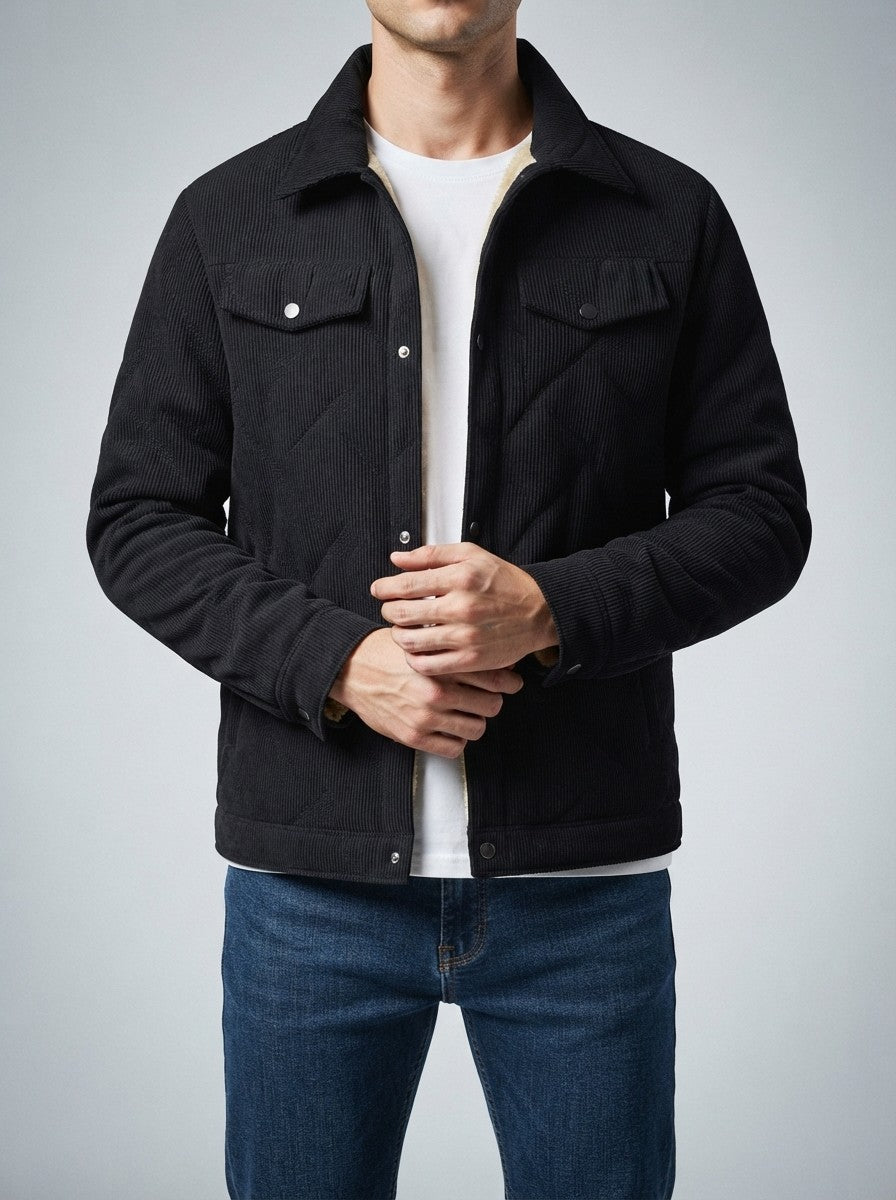 Men's Autumn Corduroy Trucker Jacket with Borg Lining