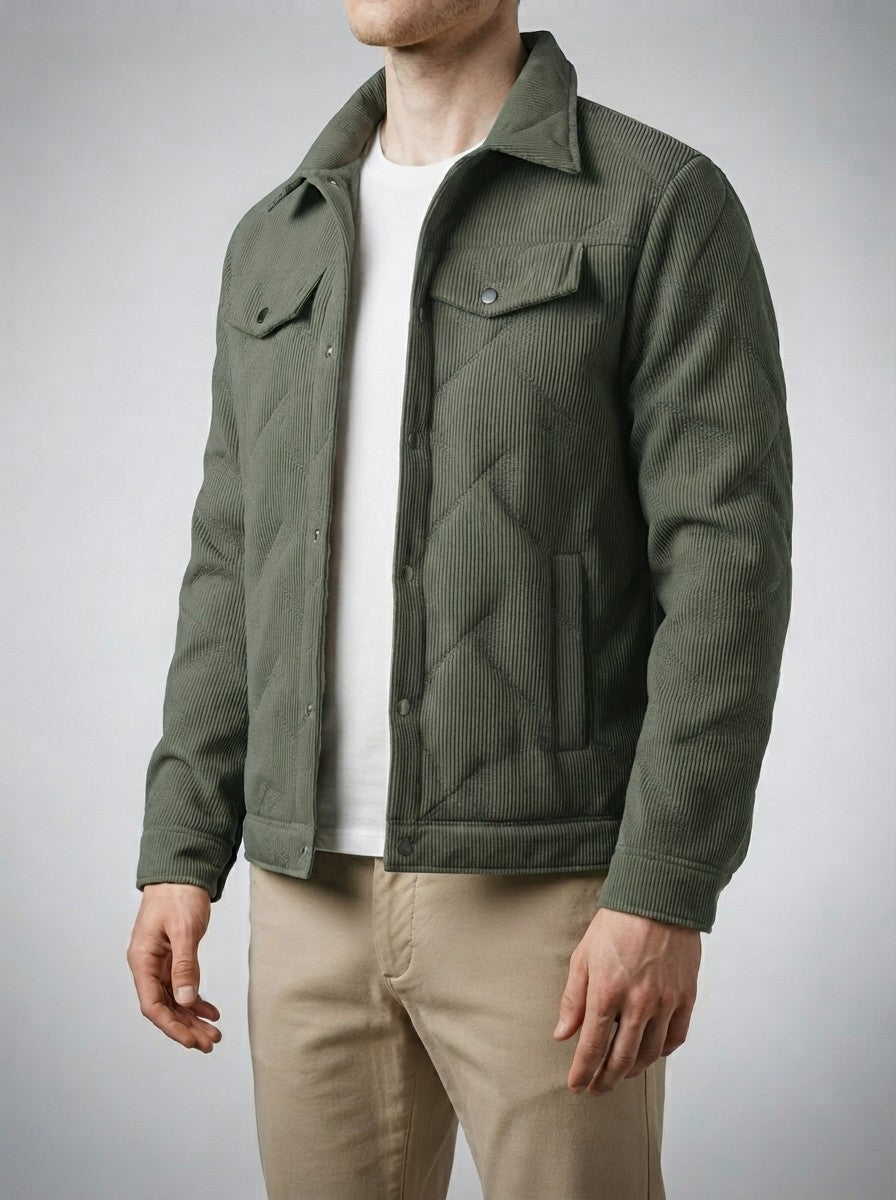 Men's Autumn Corduroy Trucker Jacket with Borg Lining