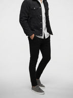 Men's Autumn Corduroy Trucker Jacket with Pile Collar