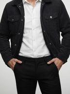 Men's Autumn Corduroy Trucker Jacket with Pile Collar