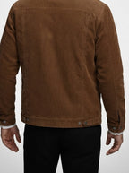 Men's Autumn Corduroy Trucker Jacket with Pile Collar