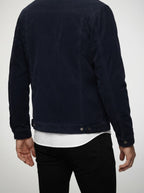Men's Autumn Corduroy Trucker Jacket with Pile Collar