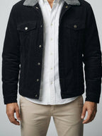 Men's Autumn Corduroy Trucker Jacket with Sherpa Collar