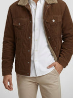 Men's Autumn Corduroy Trucker Jacket with Sherpa Collar