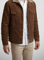 Men's Autumn Corduroy Trucker Jacket with Sherpa Collar