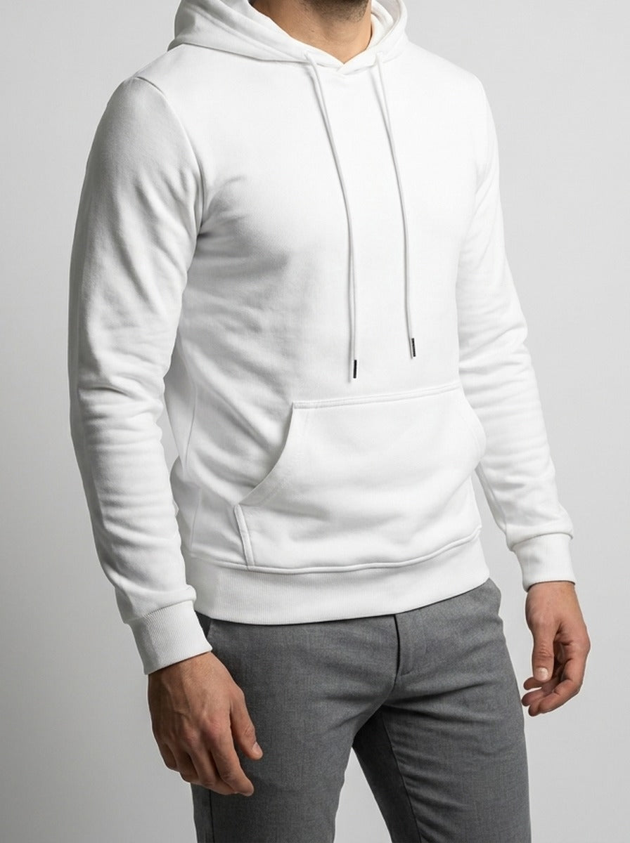 Men's Autumn Cotton Pullover Hoodie with Drawstring Hood