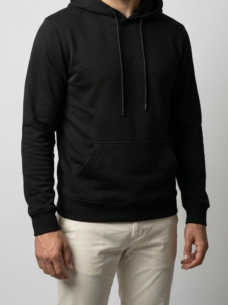 Men's Autumn Cotton Pullover Hoodie with Drawstring Hood