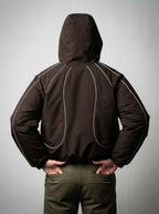 Men's Autumn Cropped Hooded Jacket with Faux Fur Lined Hood