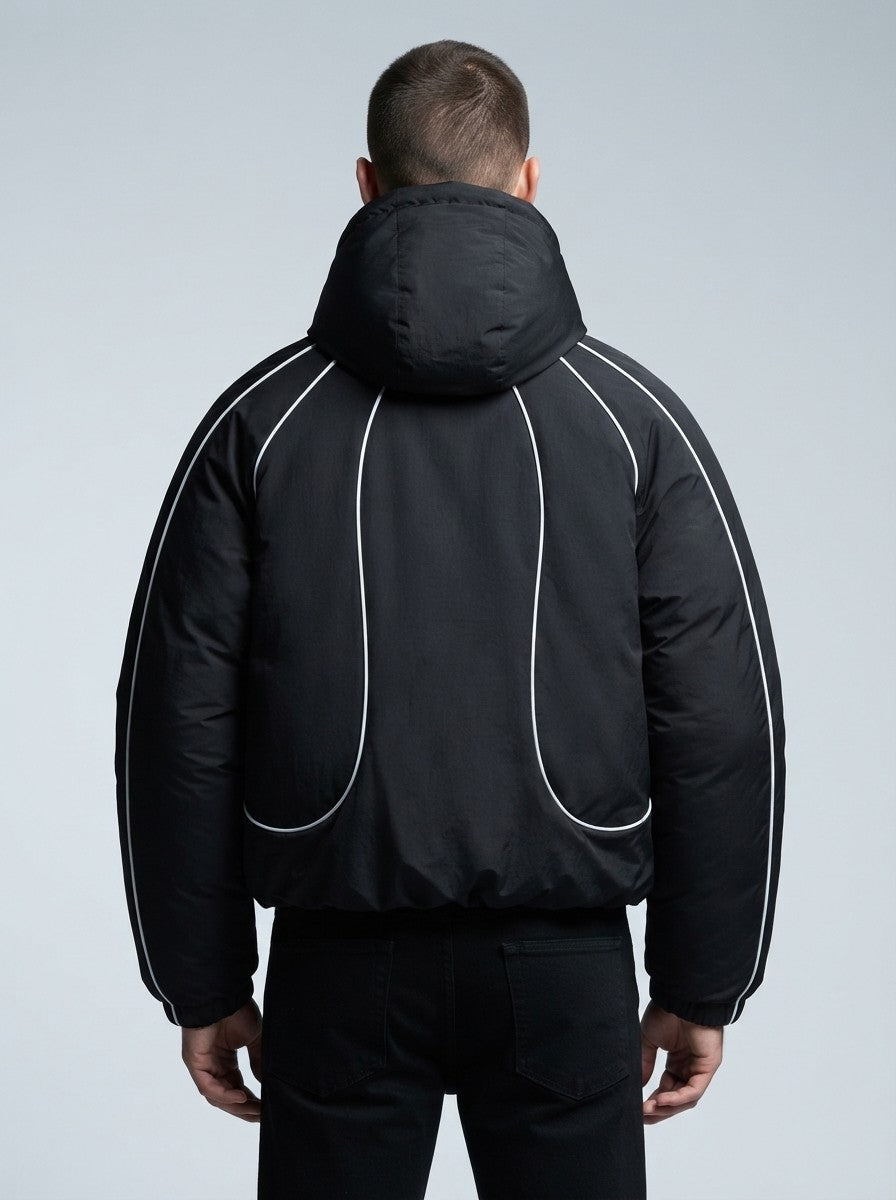 Men's Autumn Cropped Hooded Jacket with Faux Fur Lined Hood