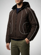 Men's Autumn Cropped Hooded Jacket with Faux Fur Lined Hood