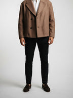 Men's Autumn Cropped Peak Lapel Wool Coat