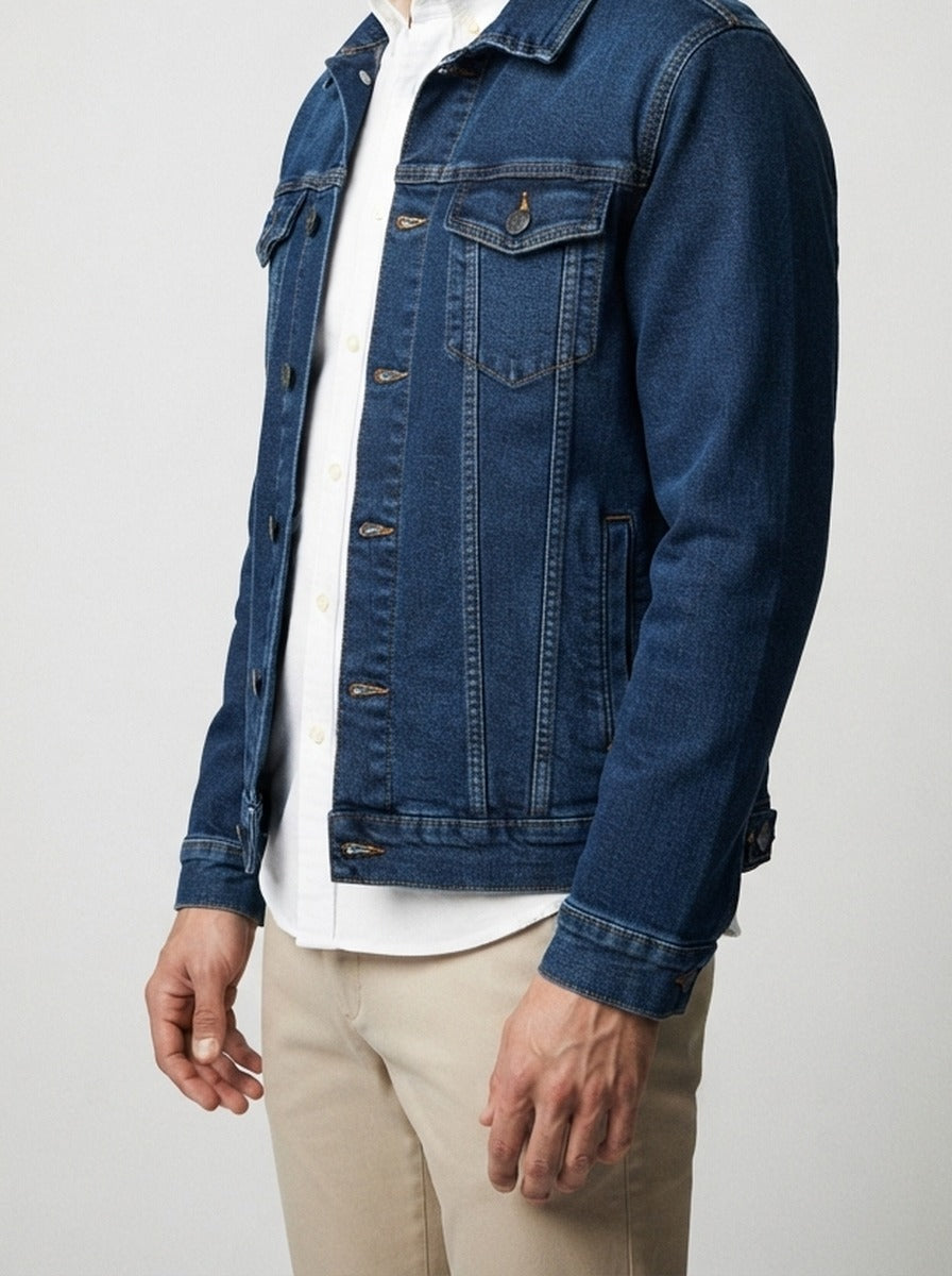 Men's Autumn Denim Jacket with Button Front