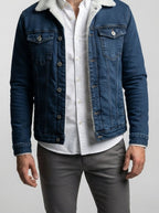 Men's Autumn Denim Jacket with Sherpa Collar