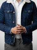 Men's Autumn Denim Jacket with Sherpa Collar