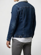 Men's Autumn Denim Jacket with Sherpa Collar