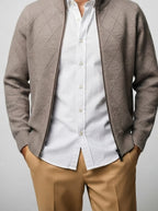 Men's Autumn Diamond Knit Full Zip Cardigan