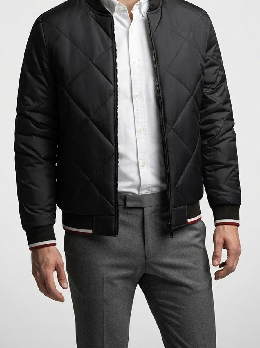 Men's Autumn Diamond Quilted Bomber Jacket