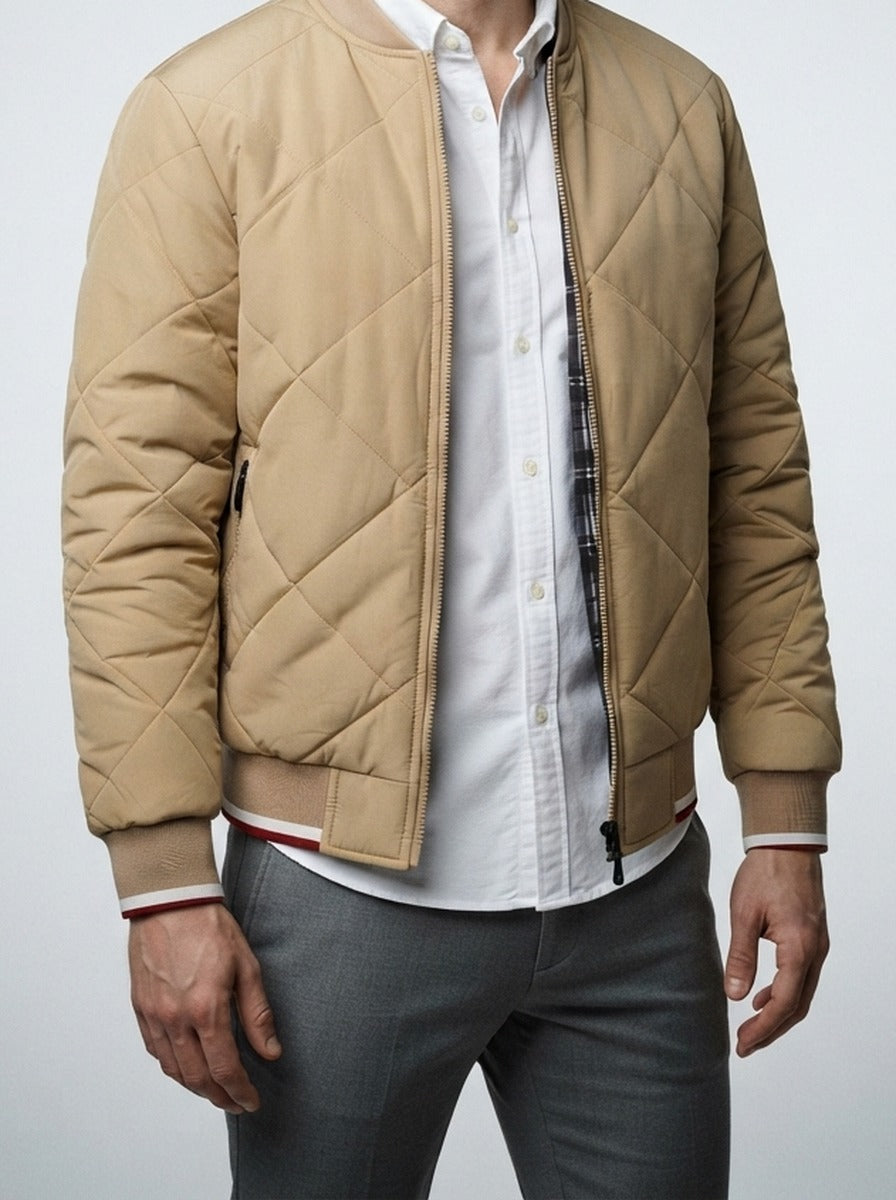 Men's Autumn Diamond Quilted Bomber Jacket