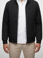 Men's Autumn Diamond Quilted Bomber Jacket with Contrast Tape Zip