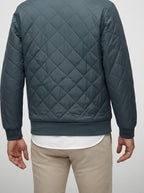 Men's Autumn Diamond Quilted Bomber Jacket with Contrast Tape Zip