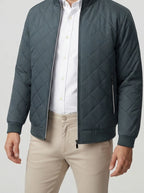 Men's Autumn Diamond Quilted Bomber Jacket with Contrast Tape Zip