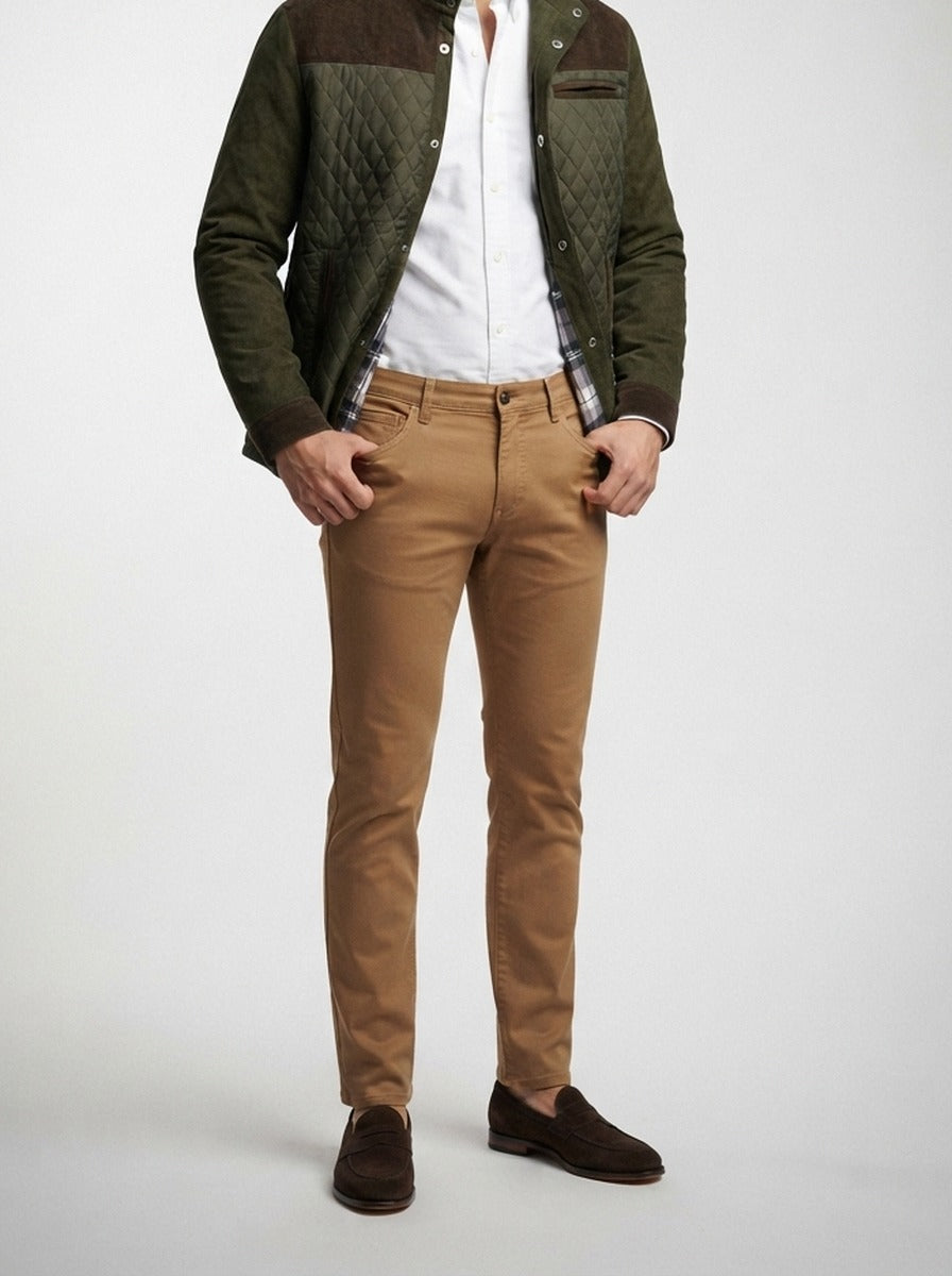 Men's Autumn Diamond Quilted Corduroy Jacket with Welt Pockets
