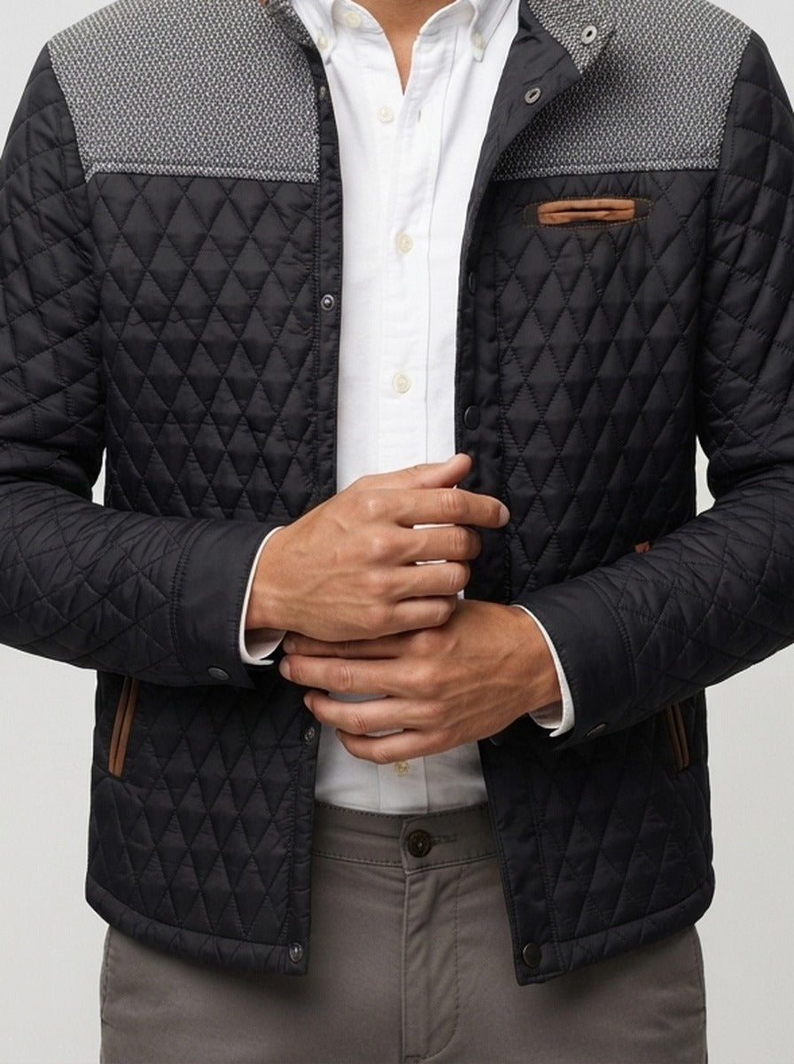 Men's Autumn Diamond Quilted Panel Jacket