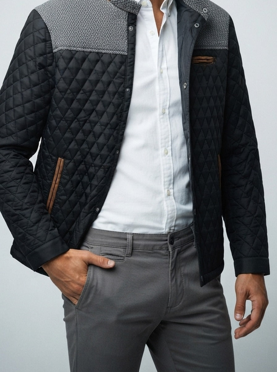 Men's Autumn Diamond Quilted Panel Jacket