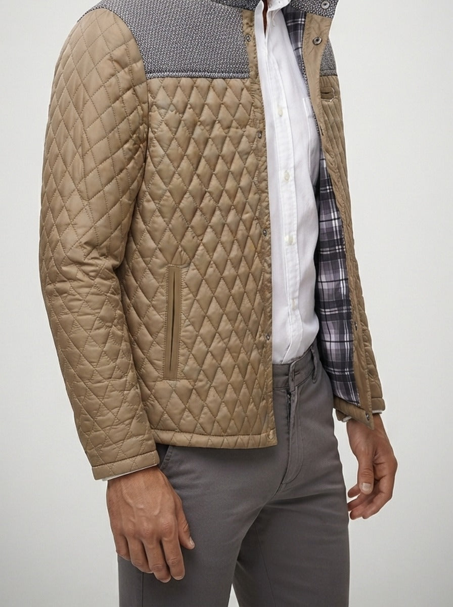 Men's Autumn Diamond Quilted Panel Jacket