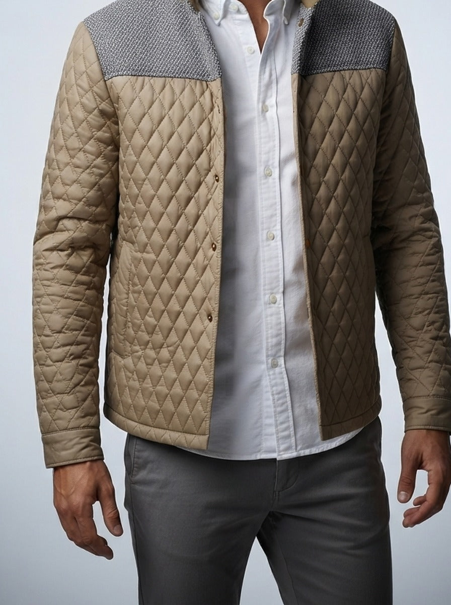Men's Autumn Diamond Quilted Panel Jacket