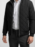 Men's Autumn Diamond Quilted Ribbed Collar Bomber Jacket
