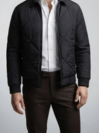 Men's Autumn Diamond Quilted Zip Front Bomber Jacket