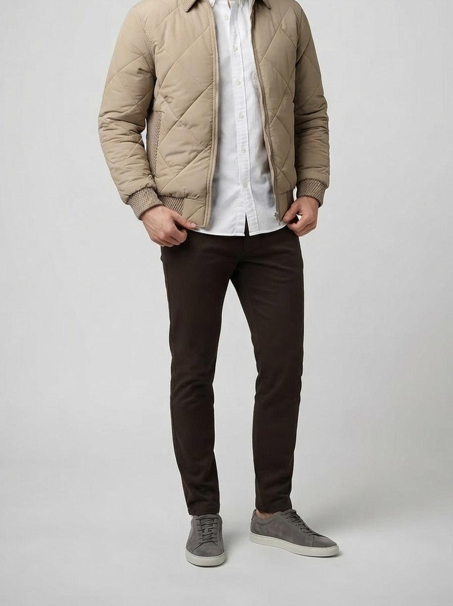 Men's Autumn Diamond Quilted Zip Front Bomber Jacket