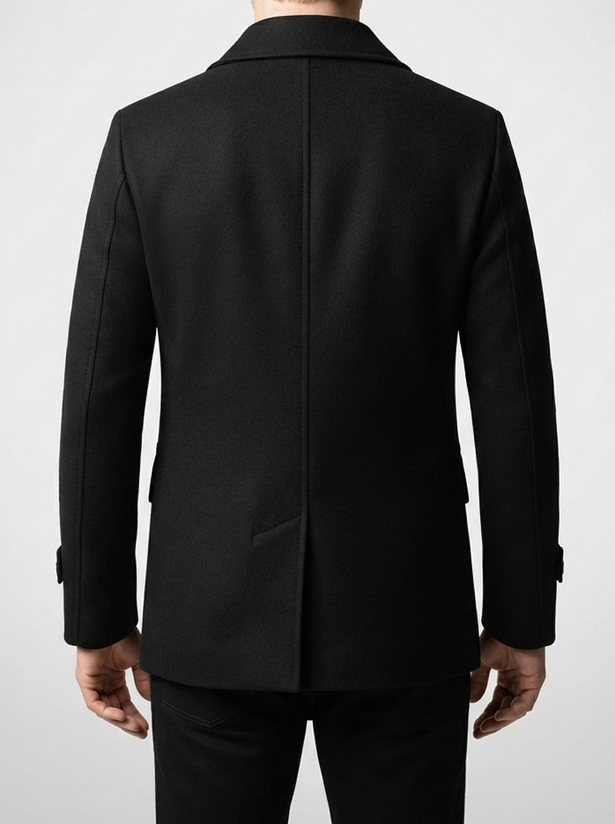 Men's Autumn Double Breasted Wool Overcoat with Notch Lapels