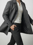 Men's Autumn Double Breasted Wool Overcoat with Notch Lapels
