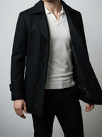 Men's Autumn Double Breasted Wool Overcoat with Notch Lapels