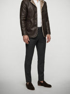 Men's Autumn Faux Leather Shearling Collar Jacket