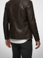 Men's Autumn Faux Leather Shearling Collar Jacket