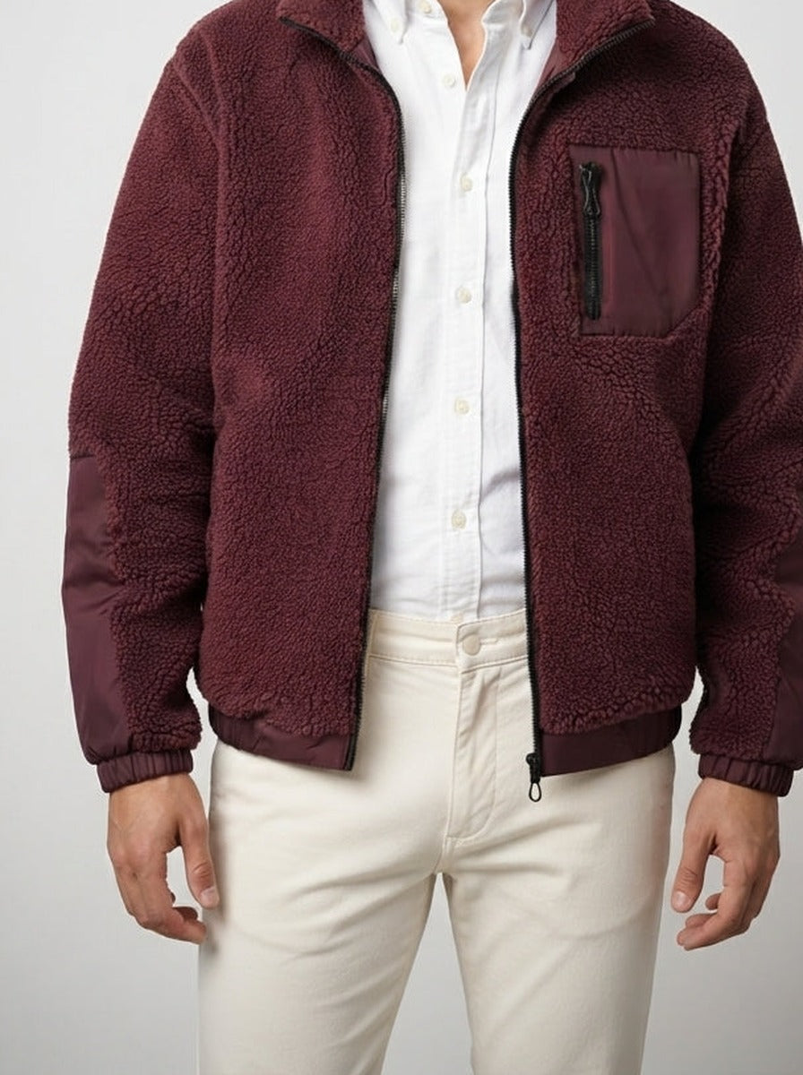 Men's Autumn Fleece Jacket with Funnel Neck