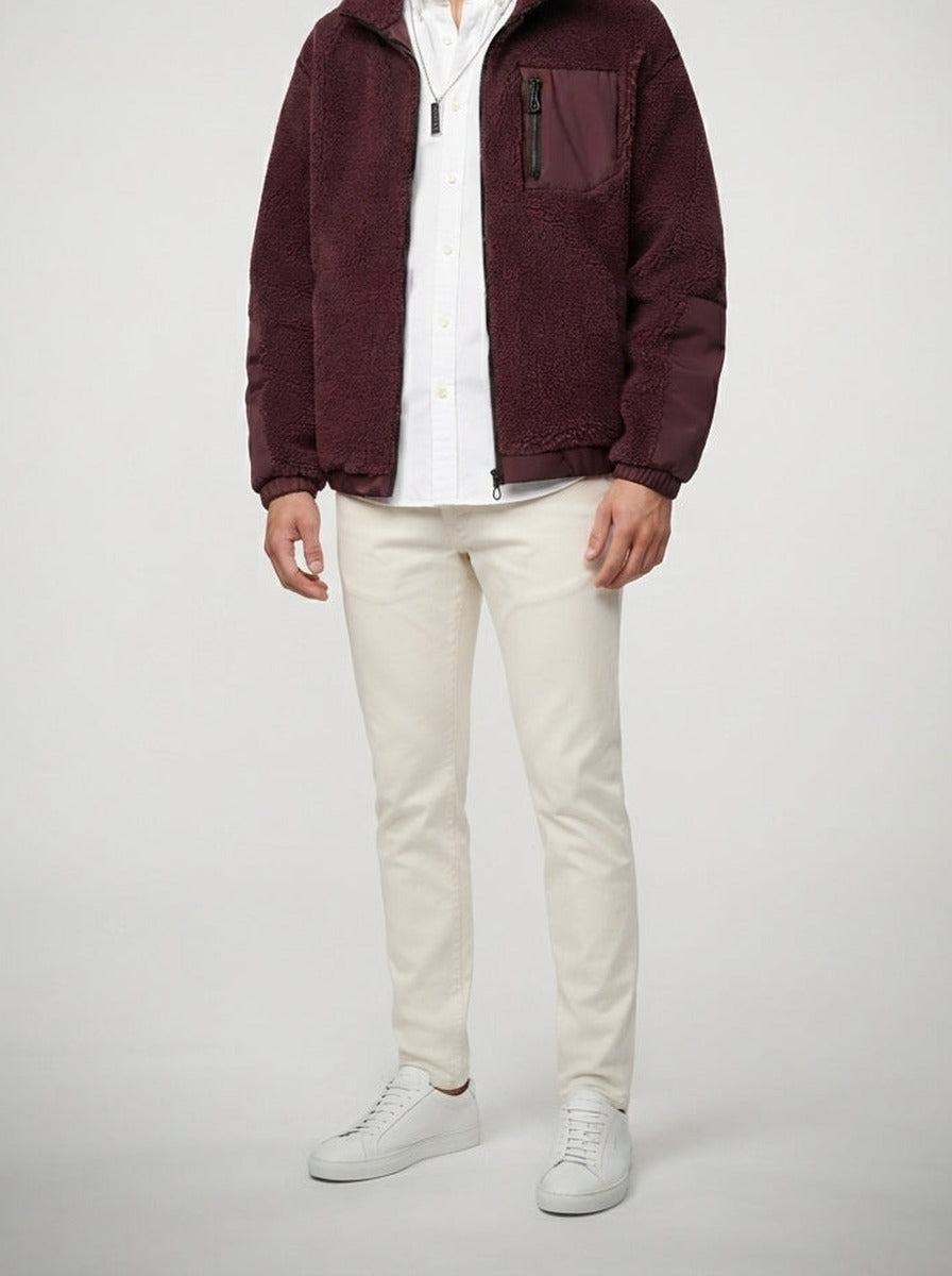 Men's Autumn Fleece Jacket with Funnel Neck