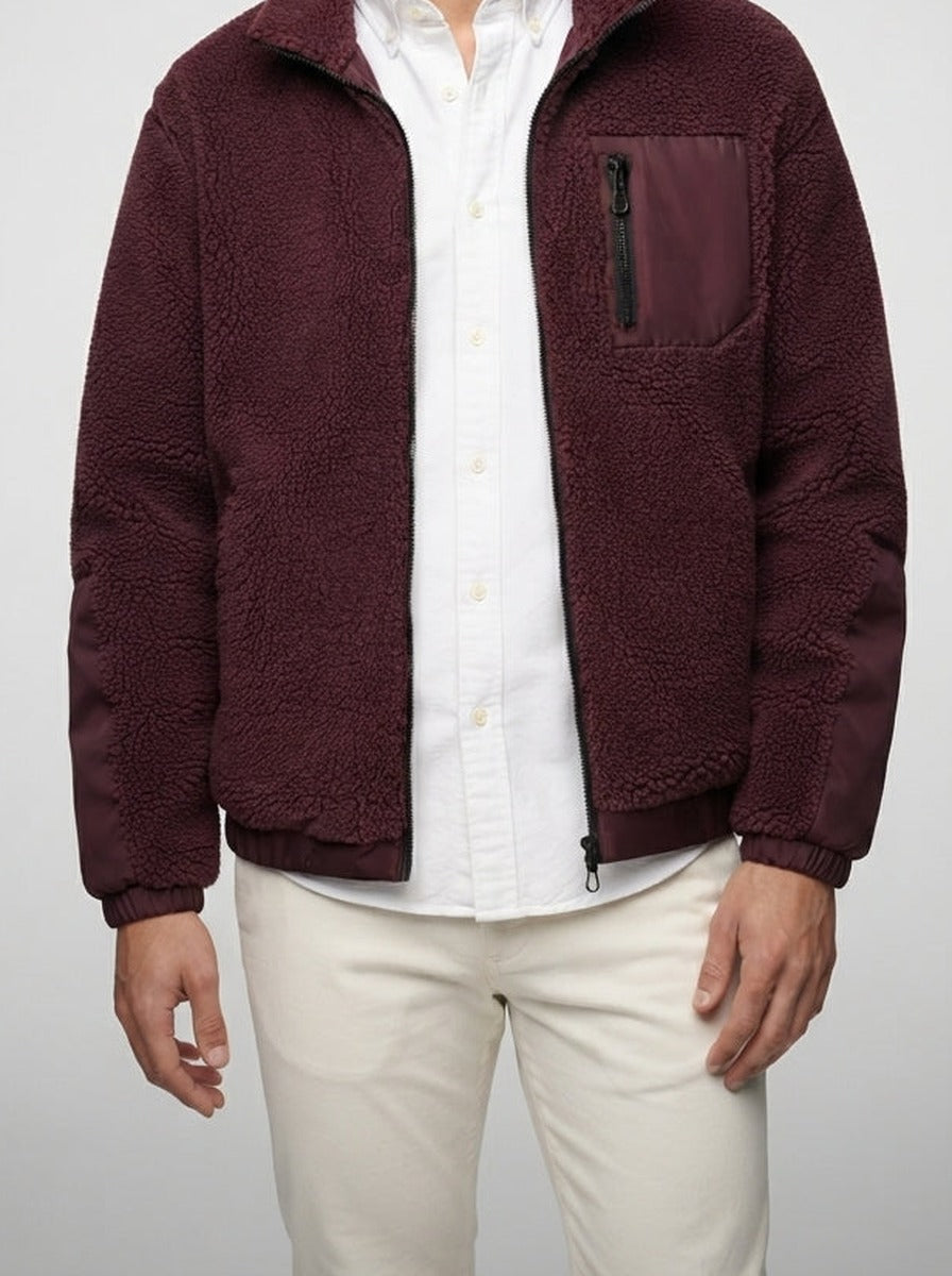 Men's Autumn Fleece Jacket with Funnel Neck