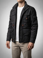Men's Autumn Fleece Lined Cargo Jacket with Hood