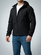 Men's Autumn Fleece Lined Softshell Jacket with Hood