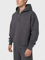 Men's Autumn Fleece Lined Two Piece Set with Half Zip Hood