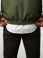 Men's Autumn Full Zip Flight Jacket with Pile Collar