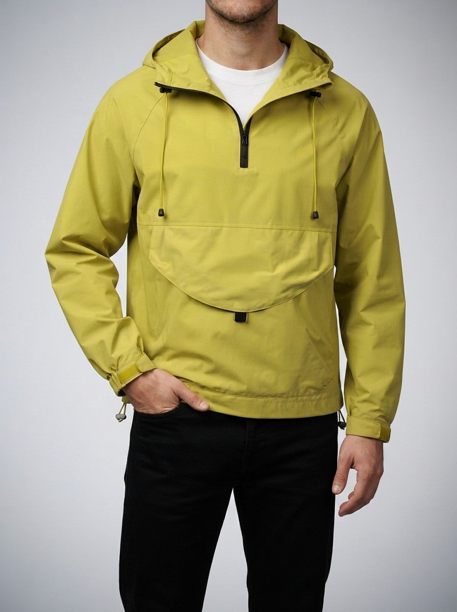 Men's Autumn Half Zip Anorak Jacket with Pouch Pocket