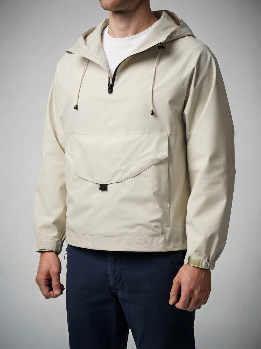 Men's Autumn Half Zip Anorak Jacket with Pouch Pocket